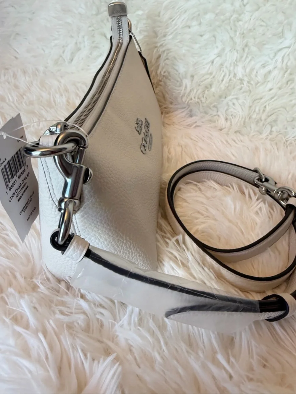 COACH Charlotte CL407 Chalk Pebbled Leather Detachable Strap, NWT, No Chain - Picture 5 of 15